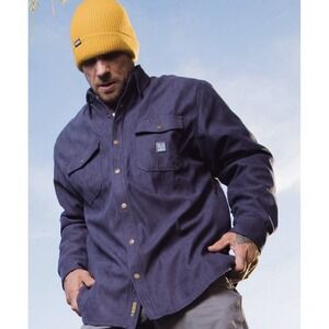 New In Bag! Dixxon Flannel Lined Erie Faux Suede Jacket in Blue Large